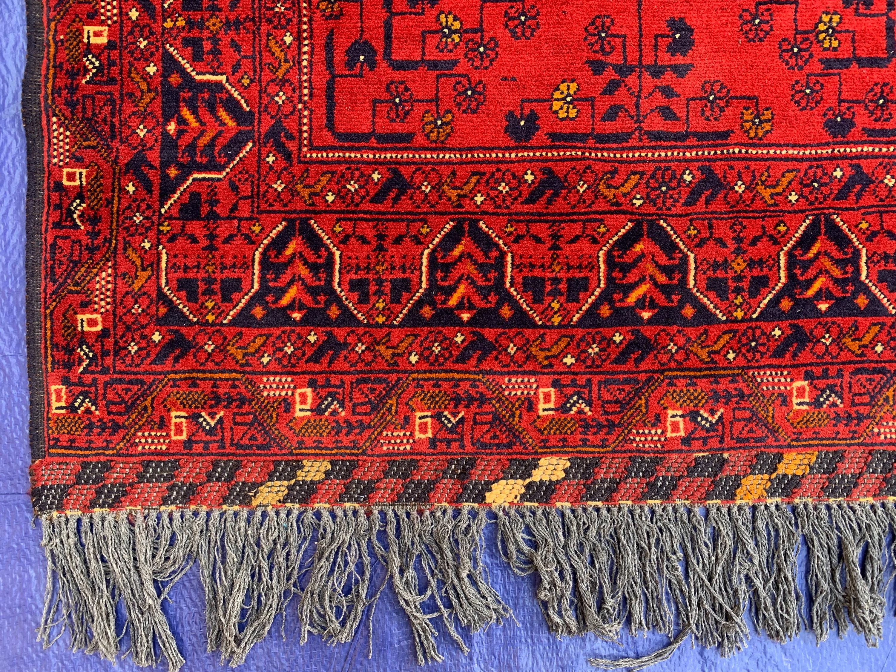 Vintage Bukhara Runner Rug 3x10 ft – Handmade Red Wool Hallway Carpet, Tribal Persian Design, Boho Decor, Authentic Oriental Rug 3x9.9 ft