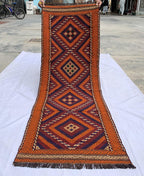 2'1x7'4ft, Vintage Kilim Runner Rug – Handwoven Wool Hallway Rug, Narrow Boho Runner, Rustic Turkish Carpet, Tribal Area Rug, Kitchen Rug