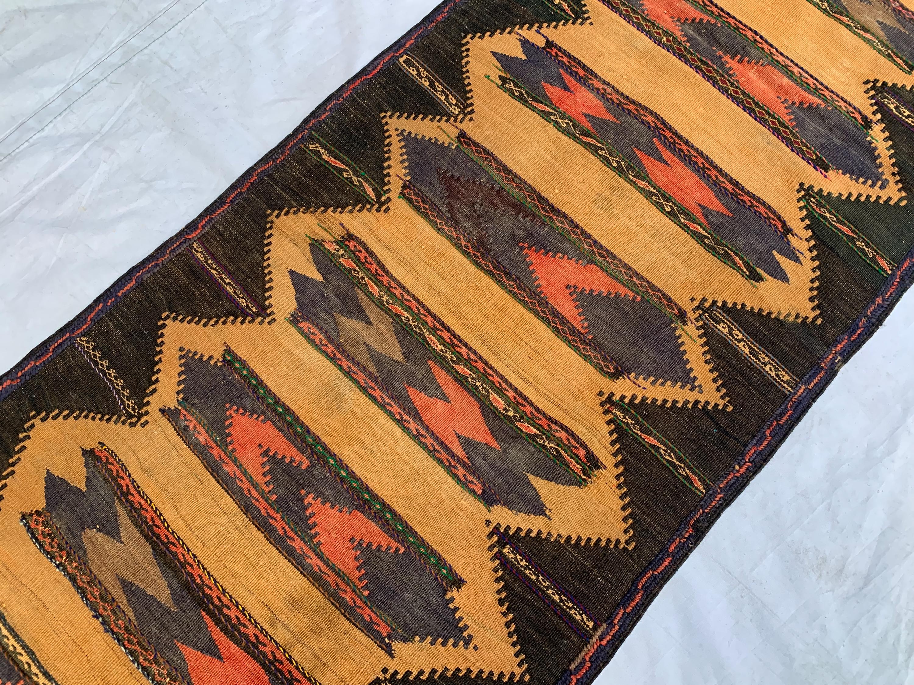 Vintage Kilim Runner Rug 2'1x6'5ft – Handwoven Wool Hallway Runner, Boho Tribal Carpet, Rustic Afghan Narrow Rug, Ethnic Area Decor
