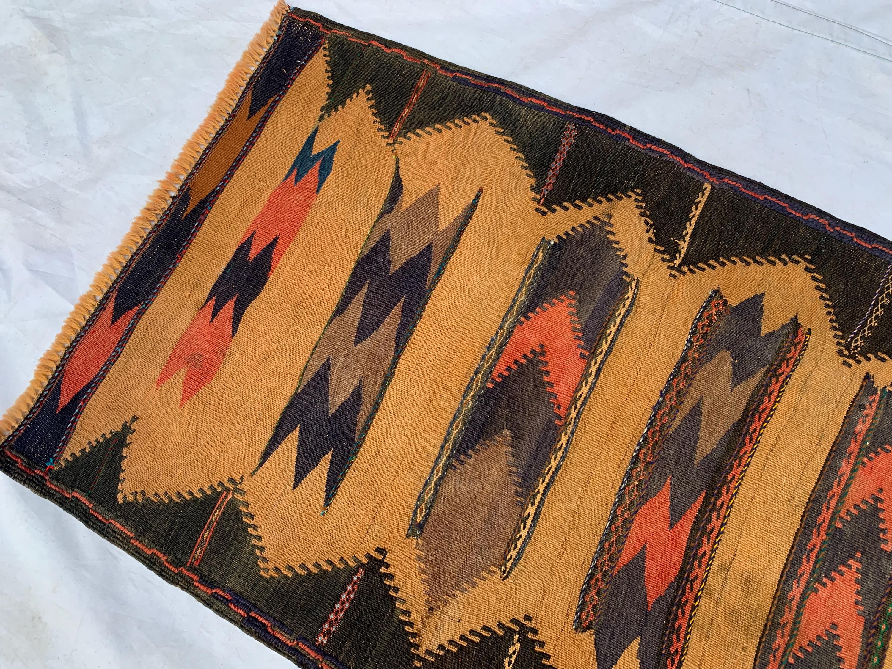 Vintage Kilim Runner Rug 2'1x6'5ft – Handwoven Wool Hallway Runner, Boho Tribal Carpet, Rustic Afghan Narrow Rug, Ethnic Area Decor