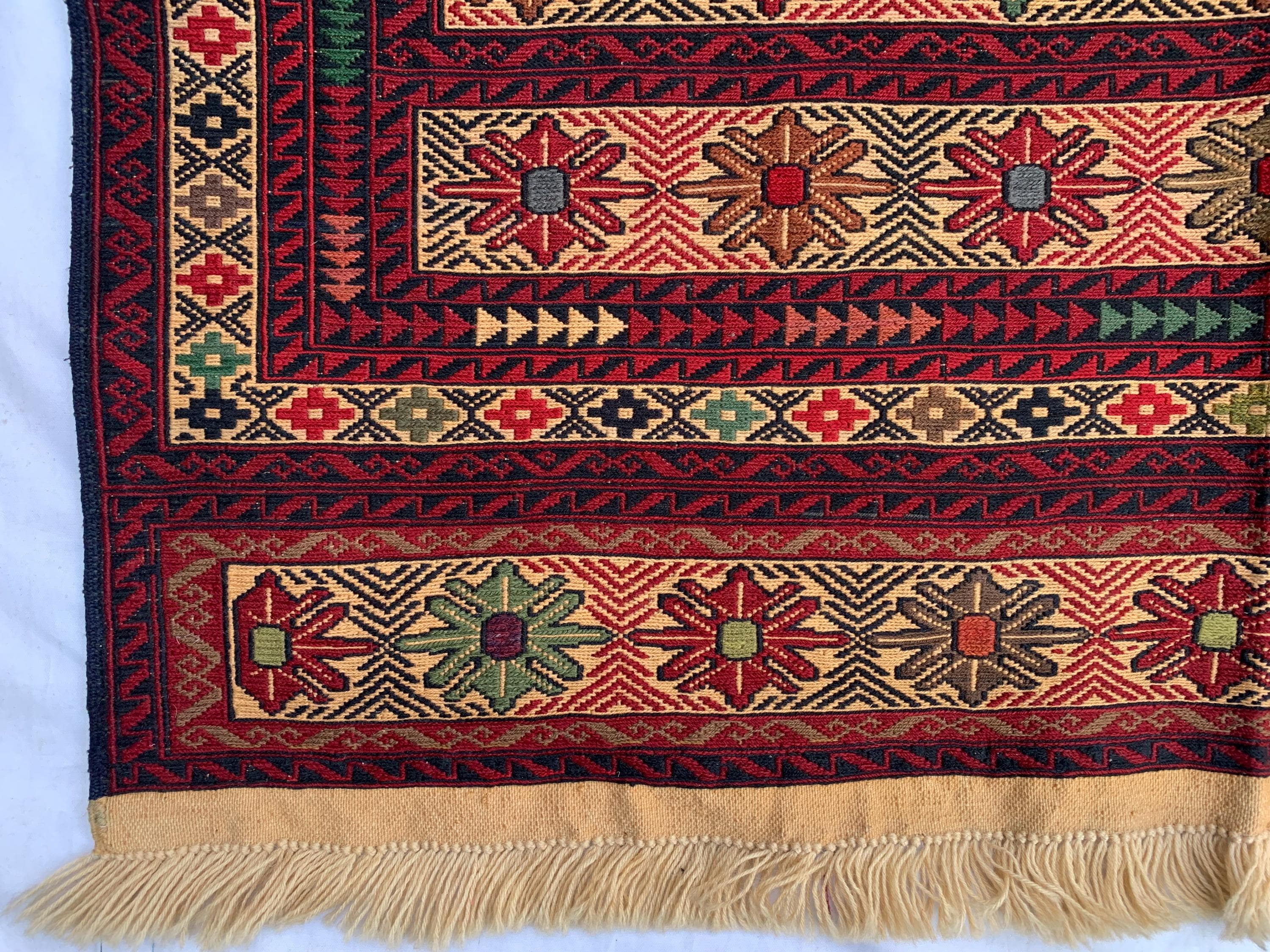 Vintage Kilim Runner Rug 3'10"x6'6" – Handwoven Herati Maliki Wool Rug – Persian Style Area Rug for Living Room or Bedroom – Boho Decor