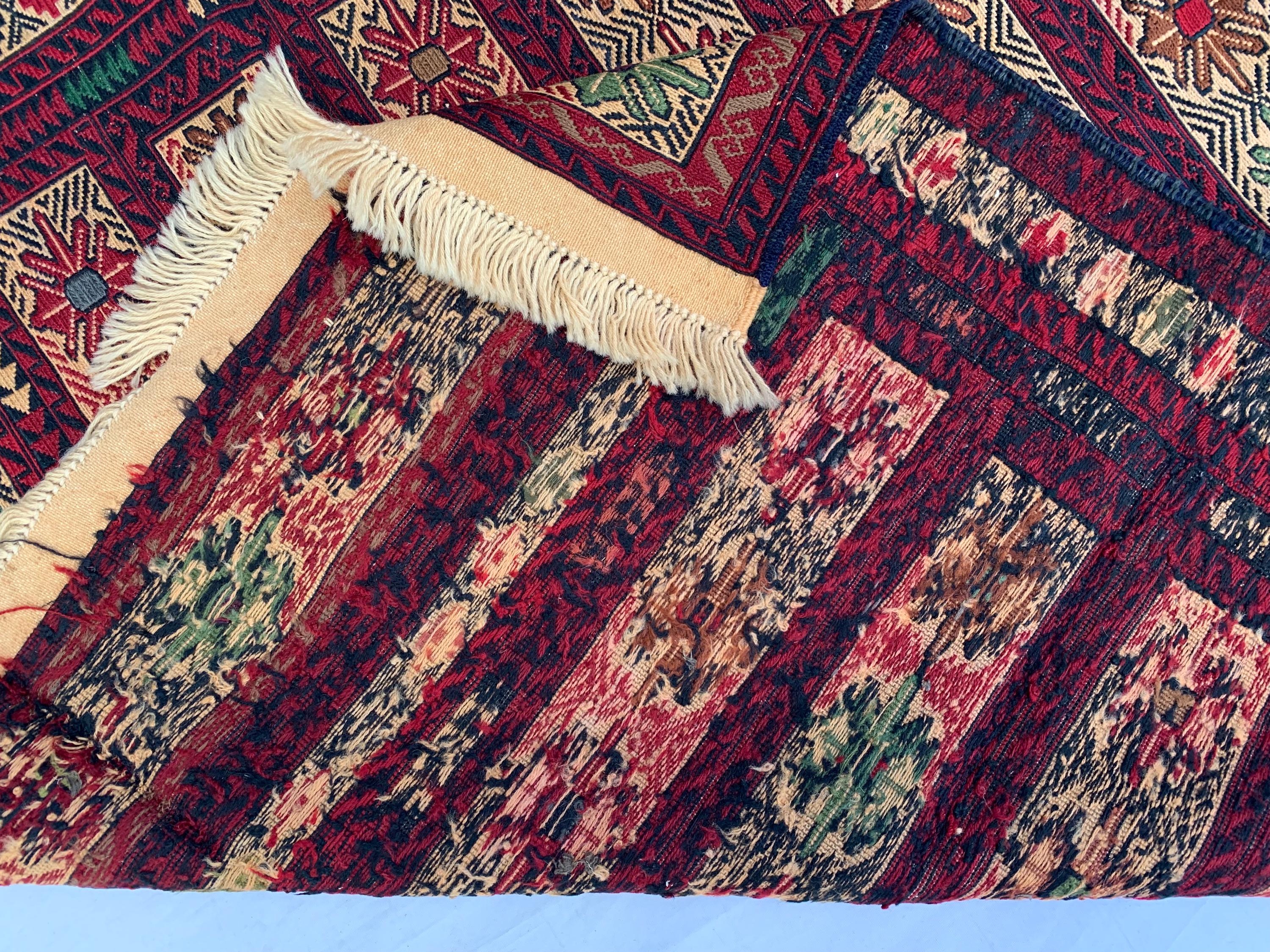 Vintage Kilim Runner Rug 3'10"x6'6" – Handwoven Herati Maliki Wool Rug – Persian Style Area Rug for Living Room or Bedroom – Boho Decor
