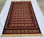 Vintage Kilim Runner Rug 3'10"x6'6" – Handwoven Herati Maliki Wool Rug – Persian Style Area Rug for Living Room or Bedroom – Boho Decor