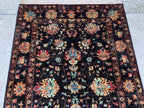 4x6ft, Afghan Chobi Rug – Hand-Knotted Black Floral Wool Area Rug–Vintage Style Oriental Carpet – Traditional Handmade Afghan Rug 187x123 cm