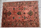 Afghan Chobi Rug 3.6x4.11 ft – Hand-Knotted Wool Terracotta Floral Area Rug – Oriental Accent Carpet –Traditional Handmade Afghan Rug, 3x5ft