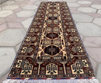 3x10 Afghan Turkmen Runner– Gandum Naksha High Pile Wool Rug –Handmade Hallway Carpet –Tribal Long Runner – Best Quality Afghan Rug 296x87cm