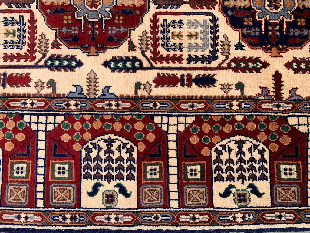 3x10 Afghan Turkmen Runner– Gandum Naksha High Pile Wool Rug –Handmade Hallway Carpet –Tribal Long Runner – Best Quality Afghan Rug 296x87cm
