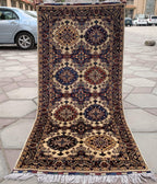 3x7ft, Afghan Runner– Turkmen Handmade Afghan Wool Hallway Rug – Tribal Oriental Carpet – Elegant Long Runner for Entryway or Hall 203x94cm