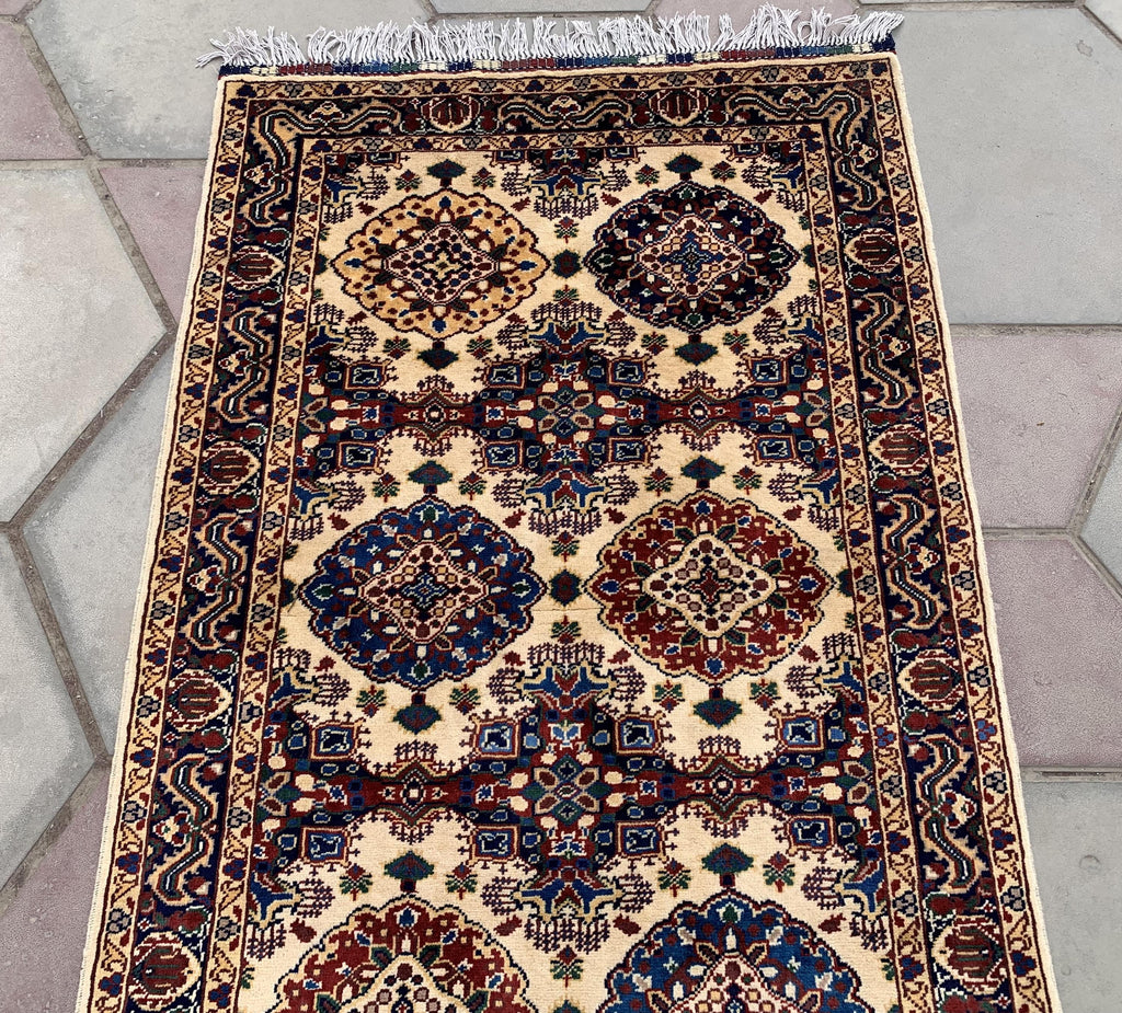 3x7ft, Afghan Runner– Turkmen Handmade Afghan Wool Hallway Rug – Tribal Oriental Carpet – Elegant Long Runner for Entryway or Hall 203x94cm