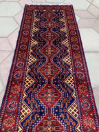 3x10ft, Afghan Turkmen Runner – Yousafi Naksha High Pile Wool Rug – Handmade Hallway Carpet – Tribal Long Runner – Best Quality Afghan Rug