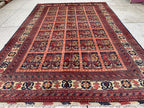 6x10Ft, Ala Bakhmal Vintage Rug–Handmade Afghan Tribal Wool Carpet |Antique Oriental Area Rug |Boho Living Room or Collector Decor 296x194cm