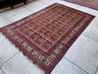 6x10Ft, Ala Bakhmal Vintage Rug–Handmade Afghan Tribal Wool Carpet |Antique Oriental Area Rug |Boho Living Room or Collector Decor 296x194cm