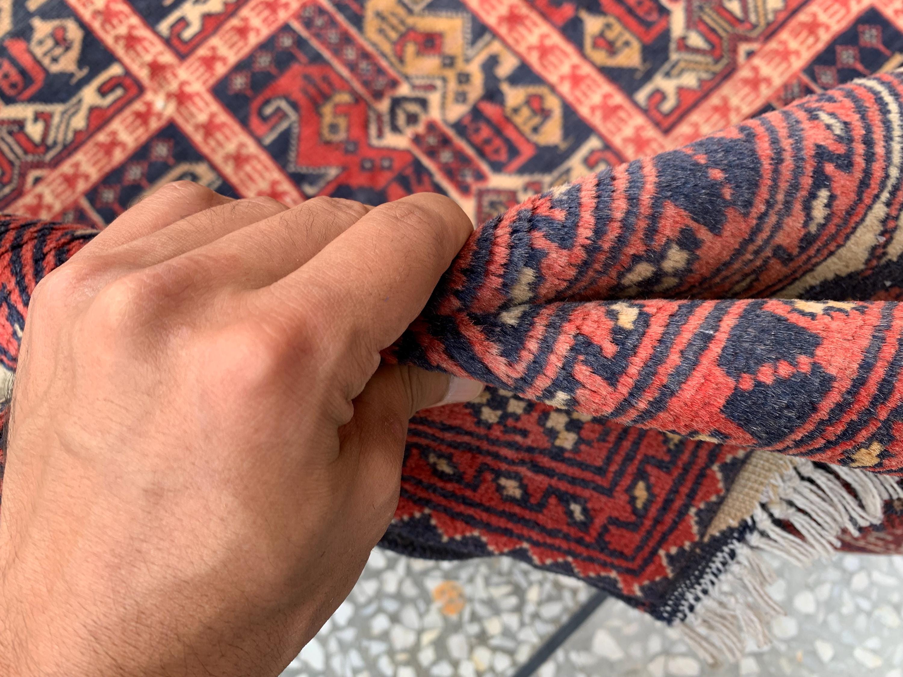 6x10Ft, Ala Bakhmal Vintage Rug–Handmade Afghan Tribal Wool Carpet |Antique Oriental Area Rug |Boho Living Room or Collector Decor 296x194cm