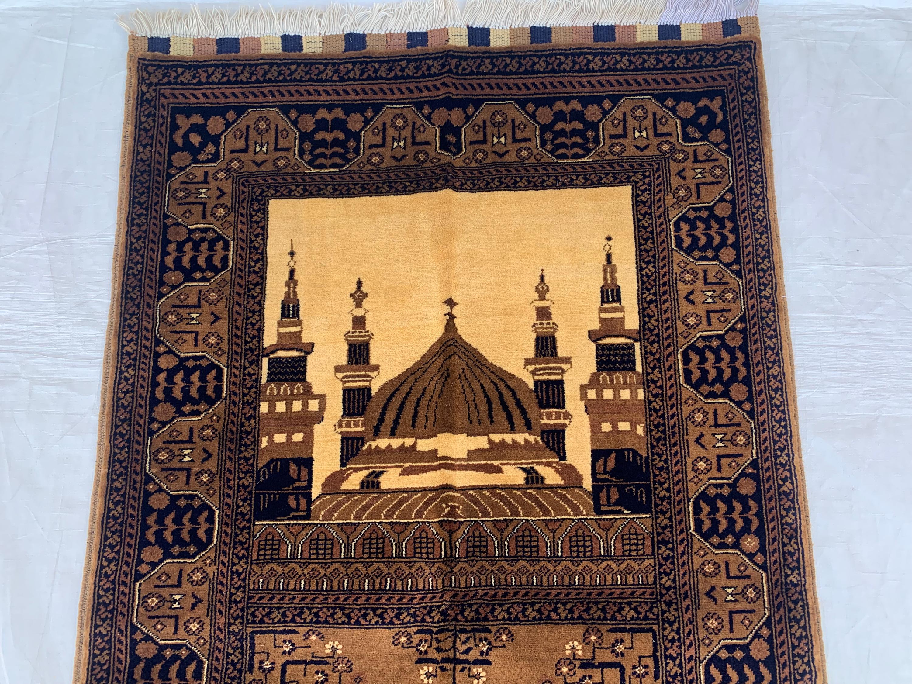 4.5x2.11 Handwoven Beljik Bukhara Prayer Rug – Turkmen Vintage Wool Islamic Mat, Red Tribal Design, Muslim Prayer Carpet, Muslim Gift