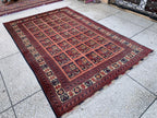 6x10Ft, Ala Bakhmal Vintage Rug–Handmade Afghan Tribal Wool Carpet |Antique Oriental Area Rug |Boho Living Room or Collector Decor 296x194cm