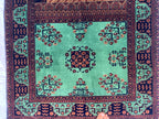 Rich Green Handmade Bukhara Beljik Prayer Rug 4.6x2.11 ft – Vintage Wool Islamic Mat, Red Tribal Design, Muslim Prayer Carpet, Hajj Gift