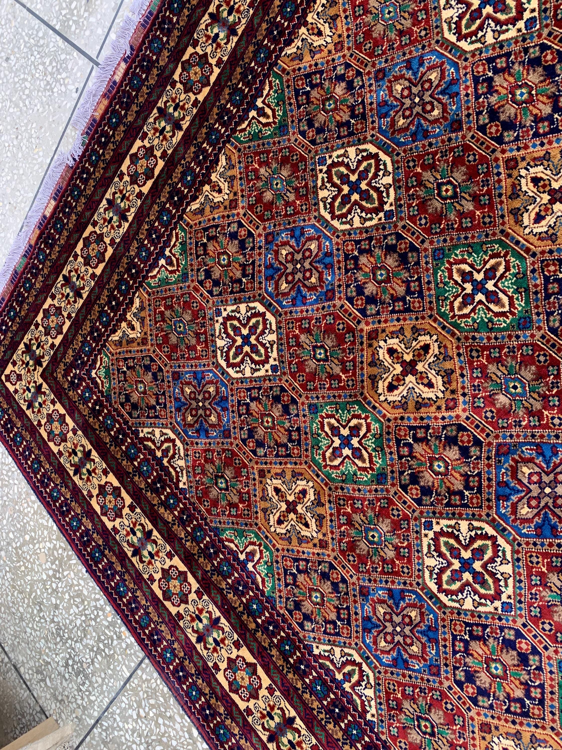 8x12Ft, Afghan Kashi Rug – Large Handmade Wool Tribal Carpet |Oriental Area Rug |Traditional Afghan Wool Rug for Living Room or Office Decor