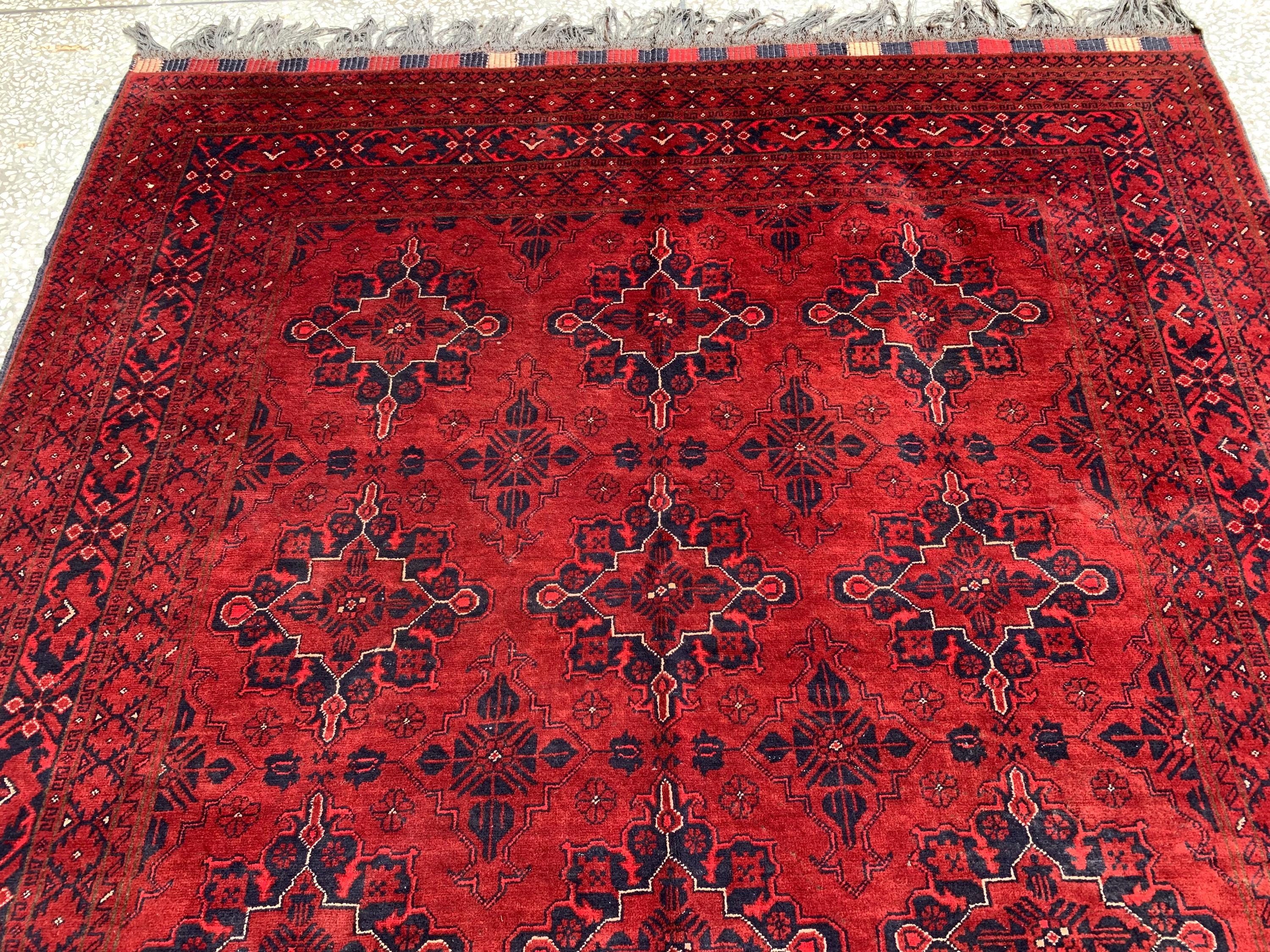 Vintage Khal Mohammadi Rug 7x10ft – Handwoven Afghan Wool Rug | Rustic Farmhouse Decor | Warm Red Persian Tribal Carpet 303x199cm