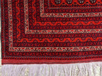 Large Mowri Gul Rug 9.6x6.6ft – Turkmen HandKnotted Afghan Wool Rug |Red Tribal Persian Carpet| Oriental Geometric Area Rug, living room Rug
