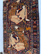 Laila Majnu Pictorial Rug – 4x7ft, Antique Handwoven Persian Carpet, Classic Design, Traditional Area Rug, Fine Wool, Decorative Home Accent