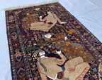 Laila Majnu Pictorial Rug – 4x7ft, Antique Handwoven Persian Carpet, Classic Design, Traditional Area Rug, Fine Wool, Decorative Home Accent