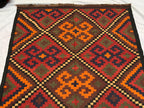 Vintage Kilim Rug 10.1x5.3 ft – Handwoven Wool Area Rug, Boho Tribal Carpet, Geometric Flatweave Runner, Red and Burnt Orange Turkmen Kilim
