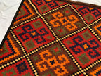 Vintage Kilim Rug 10.1x5.3 ft – Handwoven Wool Area Rug, Boho Tribal Carpet, Geometric Flatweave Runner, Red and Burnt Orange Turkmen Kilim