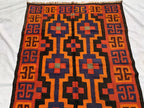 4'3x11'4ft, Vintage Kilim Rug – Handwoven Wool Area Rug, Boho Tribal Carpet, Geometric Flatweave Runner, red burnt orange Turkmen Kilim