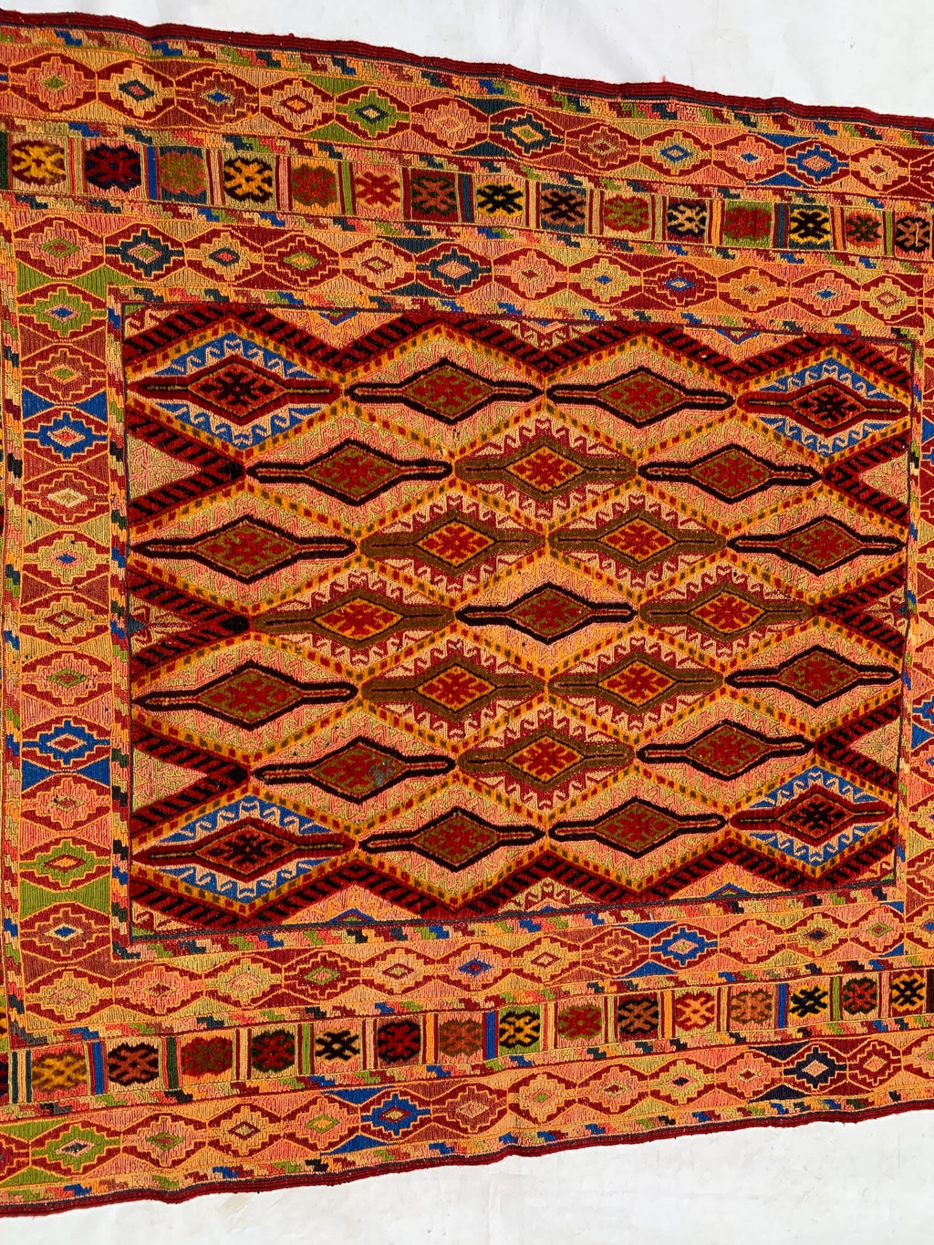 Vintage Herati Kilim Rug 3'5x4'2ft – Handwoven Wool Wall Hanging, Tribal Flatweave Rug, Boho Accent Carpet, Persian Small Decor 130x107cm