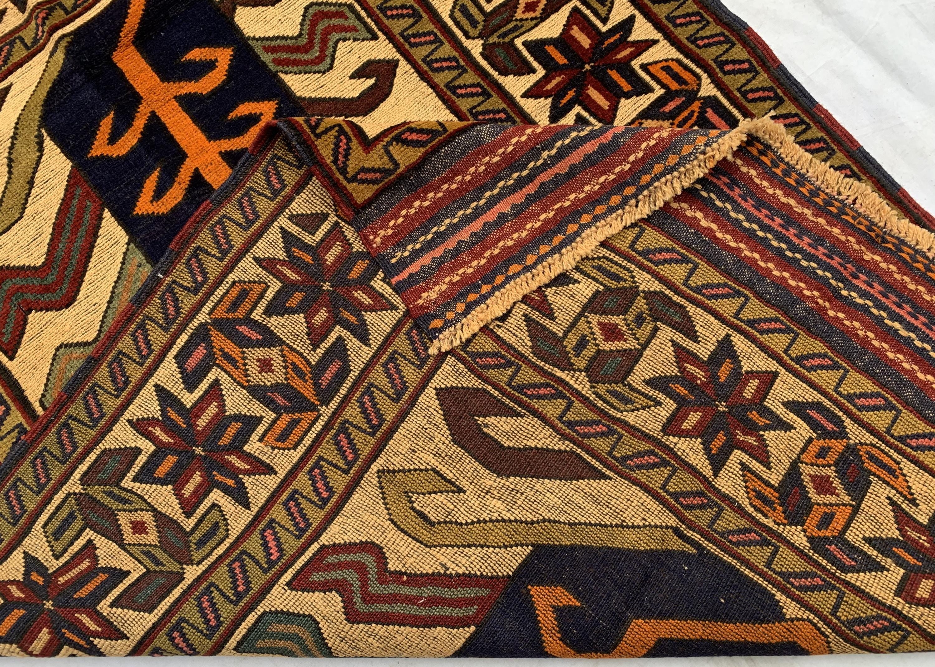 4x6ft, Vintage Baluchi Rug – Turkmen Handwoven Wool Tribal Area Rug, Persian Nomadic Carpet, Boho Decor, Geometric Oriental Rug, Bedroom Rug