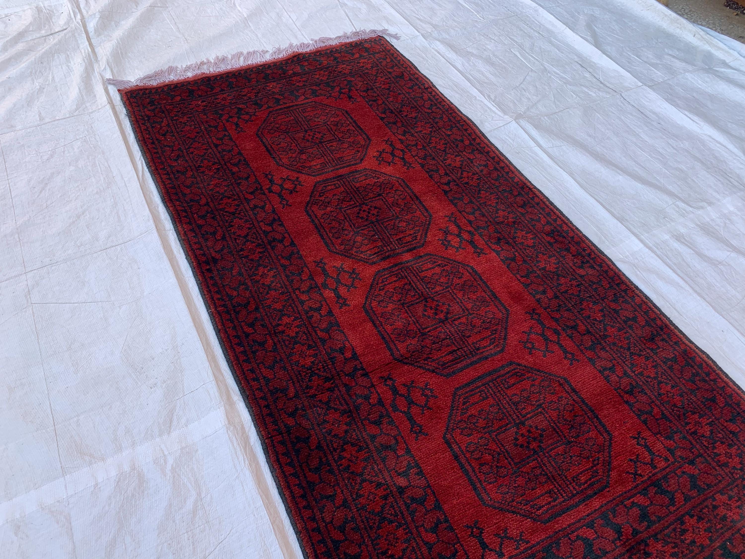 Collectible Rug Vintage 3x7Ft, Elephant Footprint Rug – Handwoven Tribal Area Rug, Boho Decor, Distressed Oriental Carpet, Hallway Runner