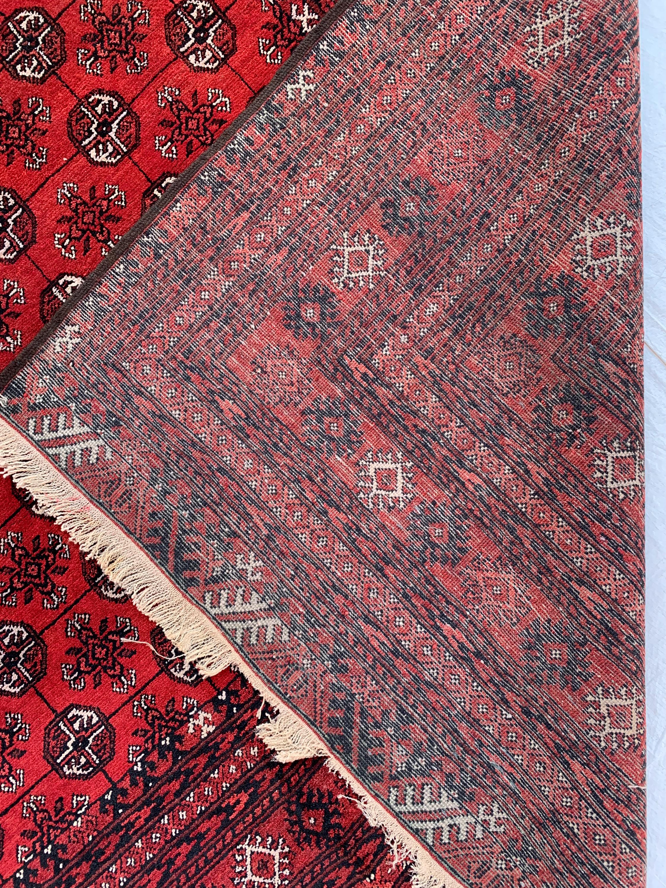 Vintage Mori Gul Rug 9.7x6.5 Ft – For Lovers of Old Rugs, Handwoven Afghan Wool Carpet, Tribal Bokhara Red Area Rug, Oriental Boho Decor