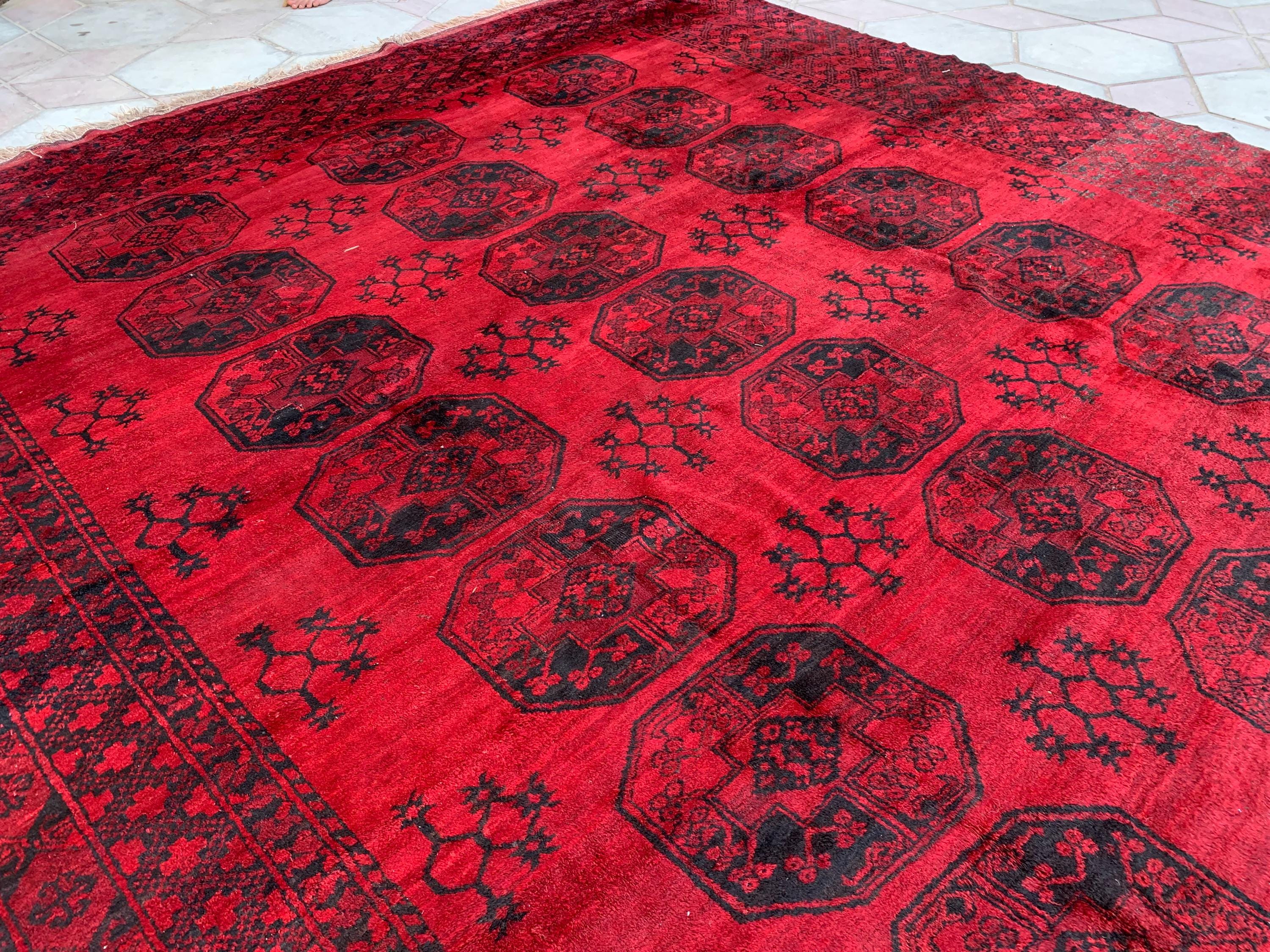 Antique 100-Year-Old Elephant Footprint Rug 16.7x11.7 Ft – Oversized Handwoven Tribal Wool Carpet, Vintage Oriental Rug, Collector's Piece