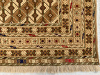 5x7ft Handmade Wool Rug – Brown & Beige Geometric Pattern Area Carpet | Tribal Boho Floor Decor | Hand-Knotted Oriental Rug for Living Room