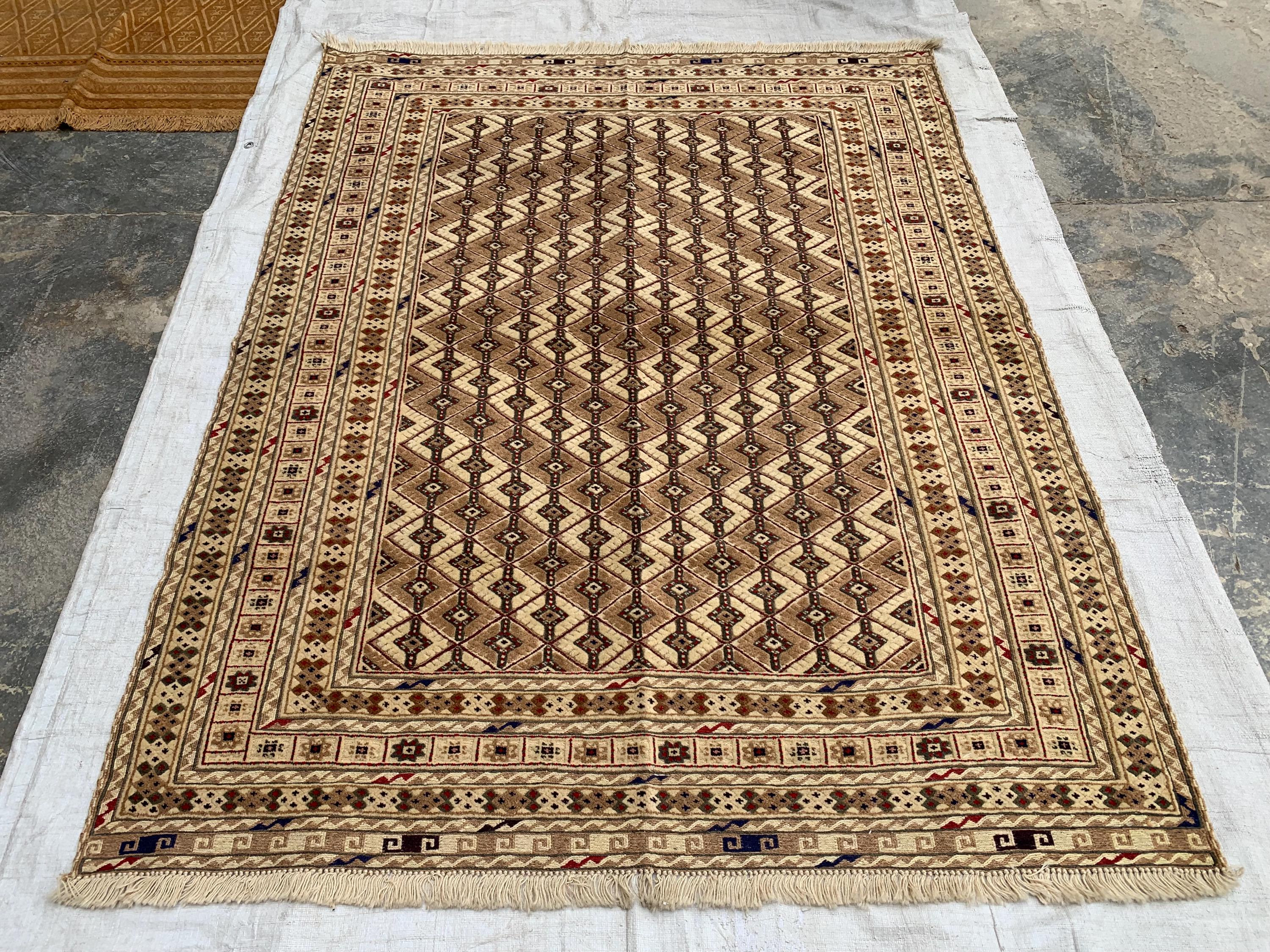 4'9x6'3ft, Herati Kilim Rug – Handmade Flatweave Wool Area Carpet | Persian Tribal Geometric Boho Decor | Large Woven Rug for Living Room