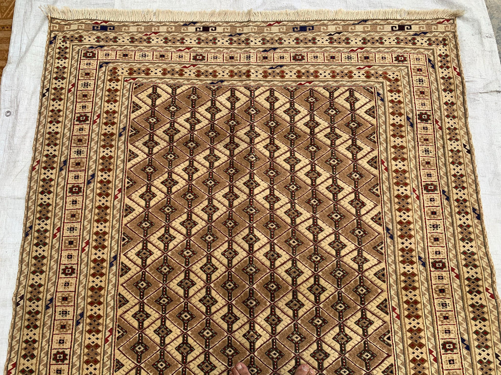 4'9x6'3ft, Herati Kilim Rug – Handmade Flatweave Wool Area Carpet | Persian Tribal Geometric Boho Decor | Large Woven Rug for Living Room