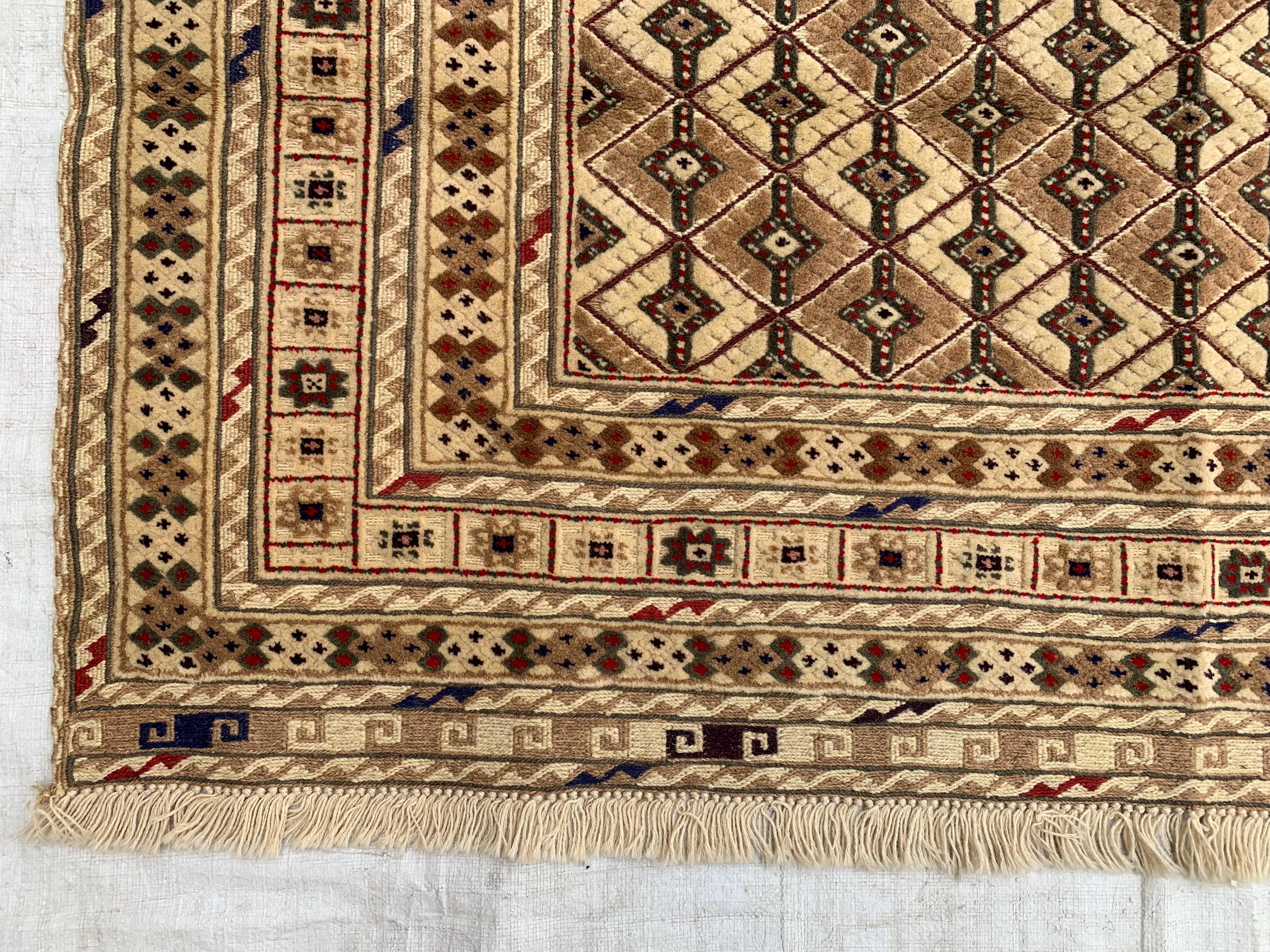 4'9x6'3ft, Herati Kilim Rug – Handmade Flatweave Wool Area Carpet | Persian Tribal Geometric Boho Decor | Large Woven Rug for Living Room