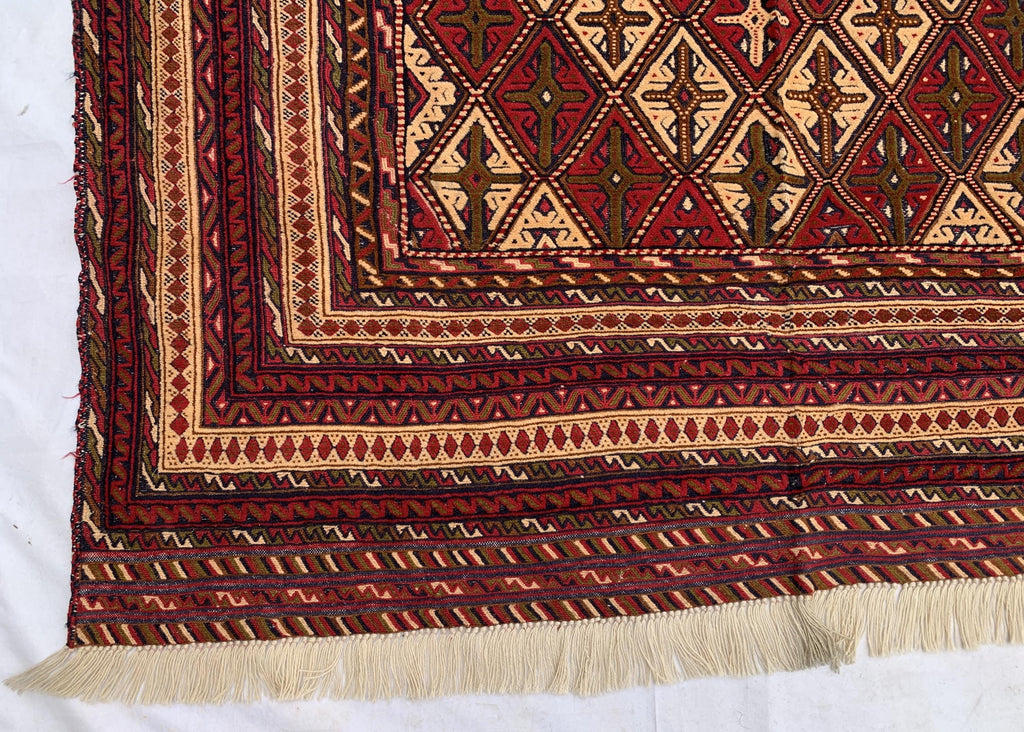Handwoven Tribal Traditional Afghan Rug, 5.4x4.4ft, Turkmen Wool Area Rug, Rug for bedroom, Office, Boho home decor