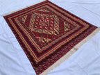 Handwoven Tribal Traditional Afghan Rug, 5.4x4.4ft, Turkmen Wool Area Rug, Rug for bedroom, Office, Boho home decor