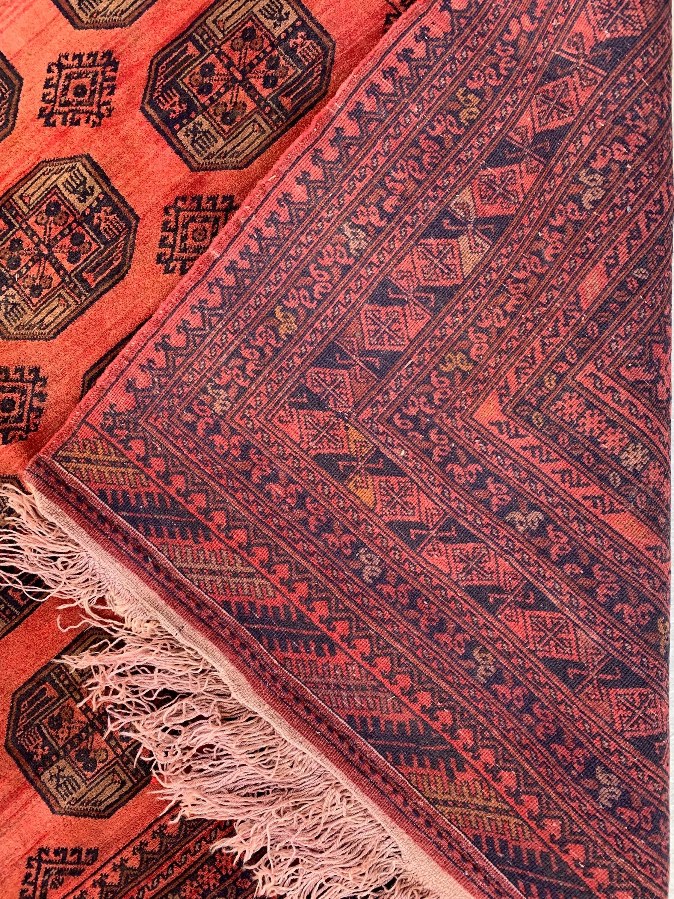 Antique Elephant Footprint Rug – 8.4x6.8 ft Handwoven Afghan Tribal Carpet, Rare Collector's Piece, Vintage Wool Oriental Rug 250x200cm
