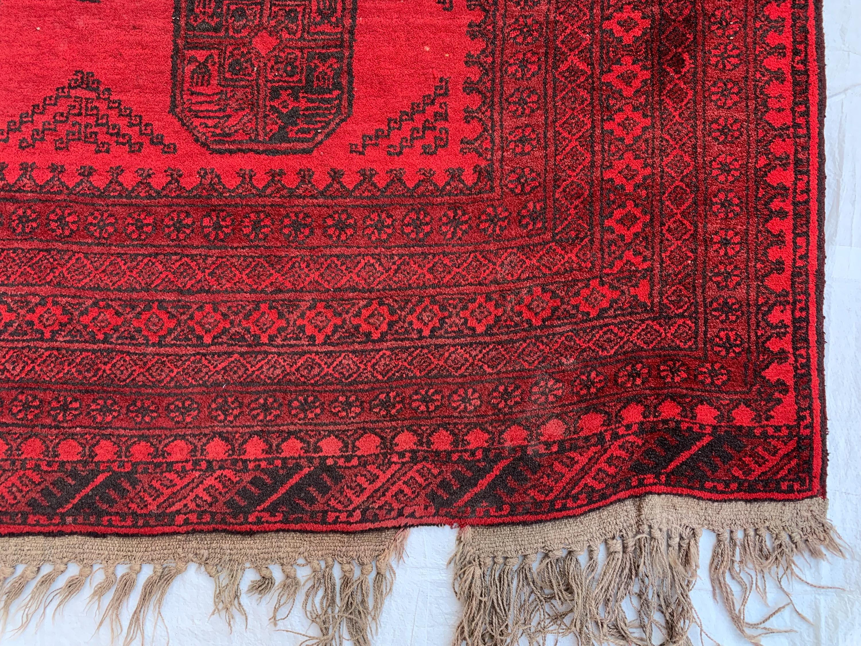 Rare Collector's Piece, Antique Elephant Footprint Rug – 6.9x9.3ft Handwoven Afghan Tribal Carpet, Vintage Wool Oriental Rug 280x204cm