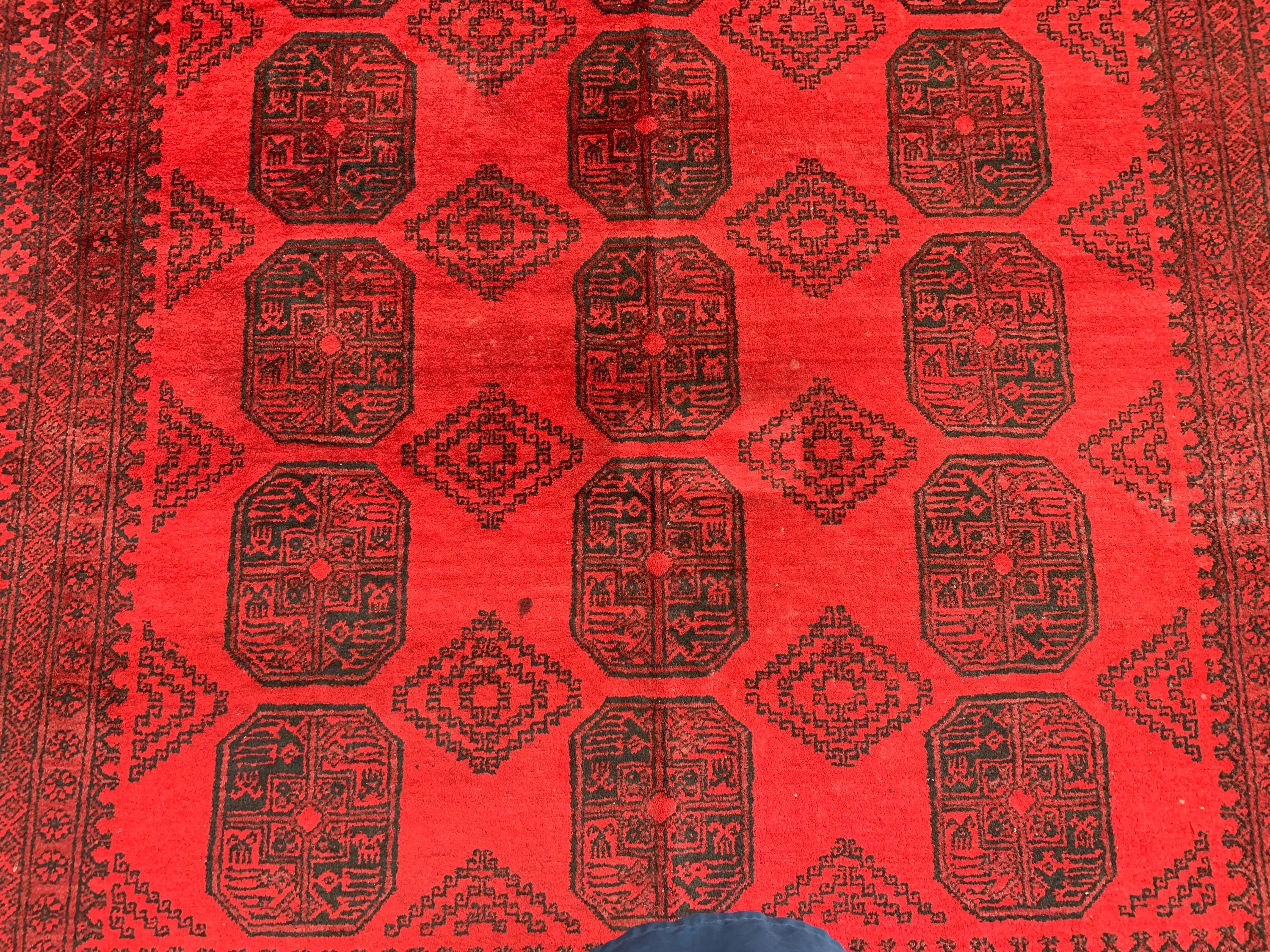 Rare Collector's Piece, Antique Elephant Footprint Rug – 6.9x9.3ft Handwoven Afghan Tribal Carpet, Vintage Wool Oriental Rug 280x204cm