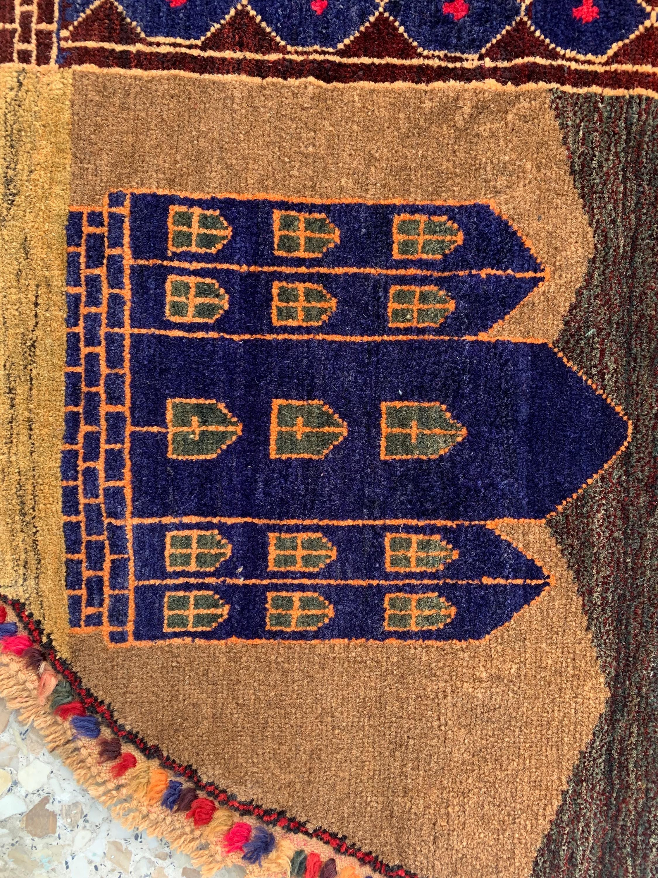 Vintage Afghan Pictorial Round wool Rug – Antique Handwoven Wool Carpet 4x4.4 ft – Tribal Art for Wall Hanging, Living Room, or Boho Decor,