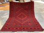 5x6ft, Flatweave Vintage Terracotta Kilim Rug, Turkmen Wool Rug, Afghan Geometric Rug, Living room rug, Bedroom rug, Farmhouse rug 185x150cm