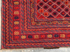 5x6ft, Flatweave Vintage Terracotta Kilim Rug, Turkmen Wool Rug, Afghan Geometric Rug, Living room rug, Bedroom rug, Farmhouse rug 185x150cm