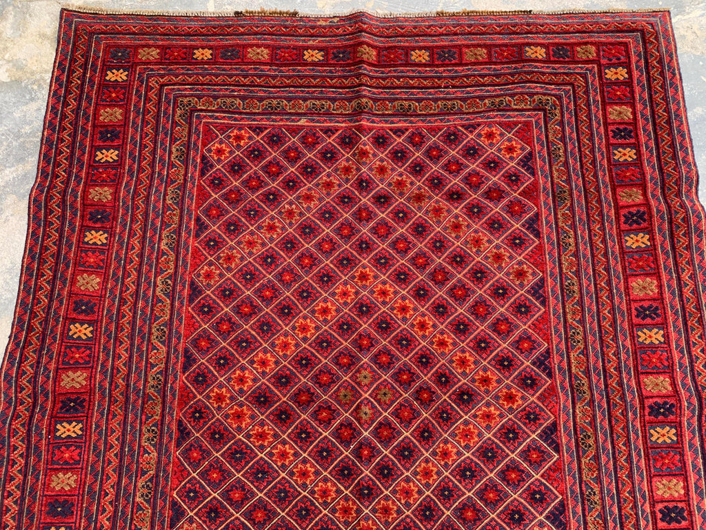 5x6ft, Flatweave Vintage Terracotta Kilim Rug, Turkmen Wool Rug, Afghan Geometric Rug, Living room rug, Bedroom rug, Farmhouse rug 185x150cm