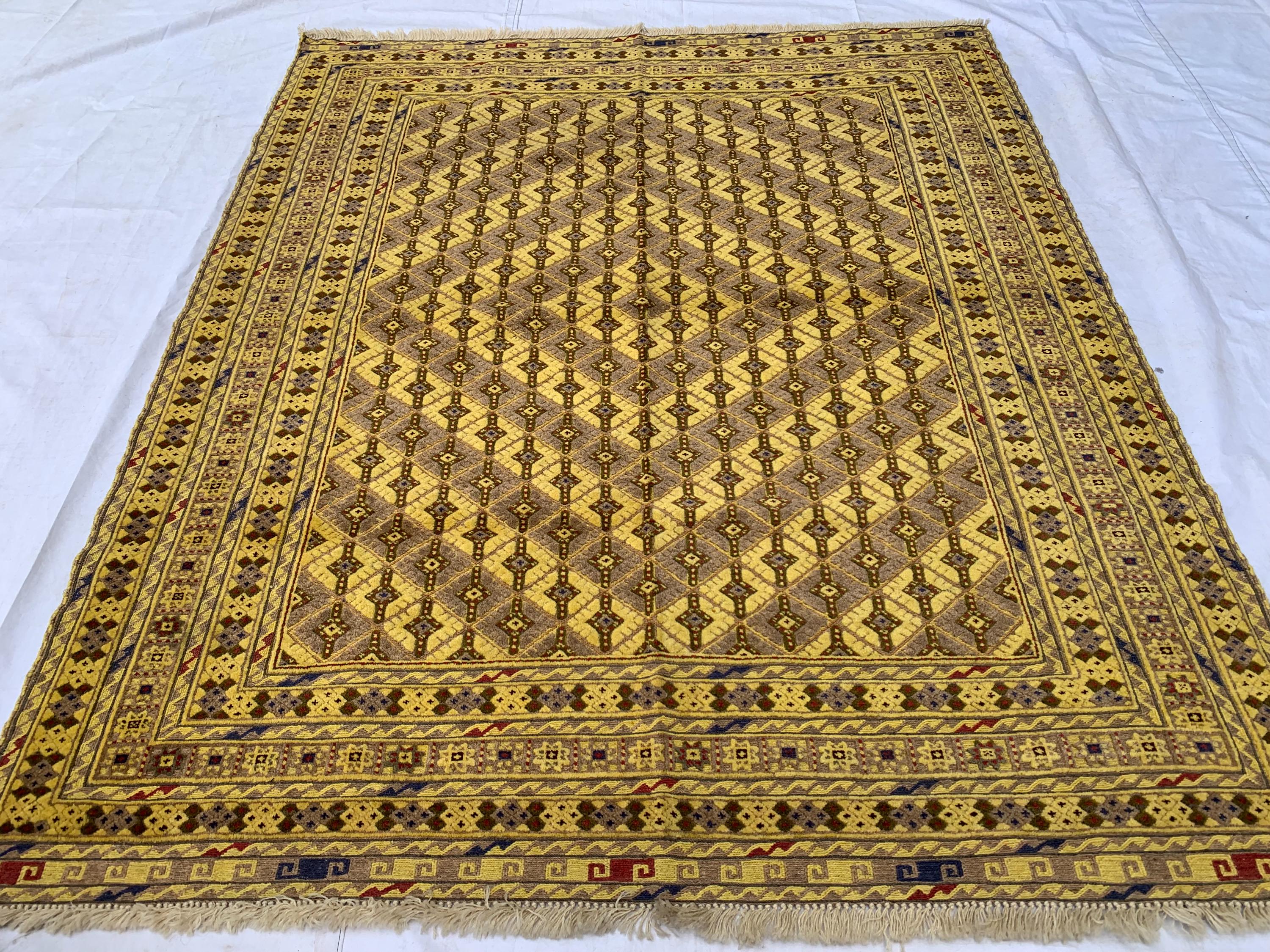 5.4x5ft, Flatweave Golden Yellow Kilim Rug, Turkmen Wool Rug, Afghan Handwoven Rug, Living Room Rug, Bedroom Rug, Farmhouse Rug 167x154 cm