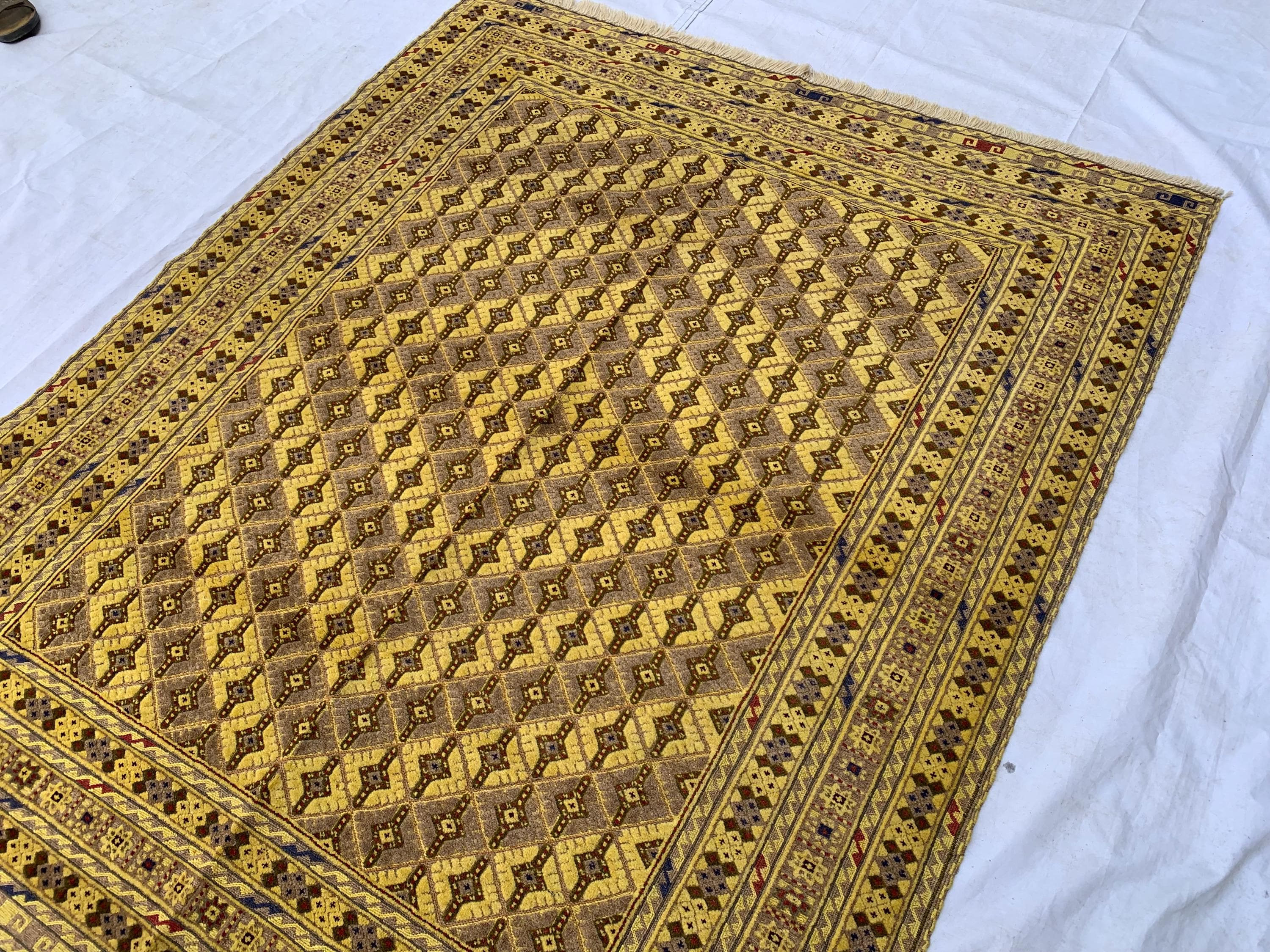 5.4x5ft, Flatweave Golden Yellow Kilim Rug, Turkmen Wool Rug, Afghan Handwoven Rug, Living Room Rug, Bedroom Rug, Farmhouse Rug 167x154 cm