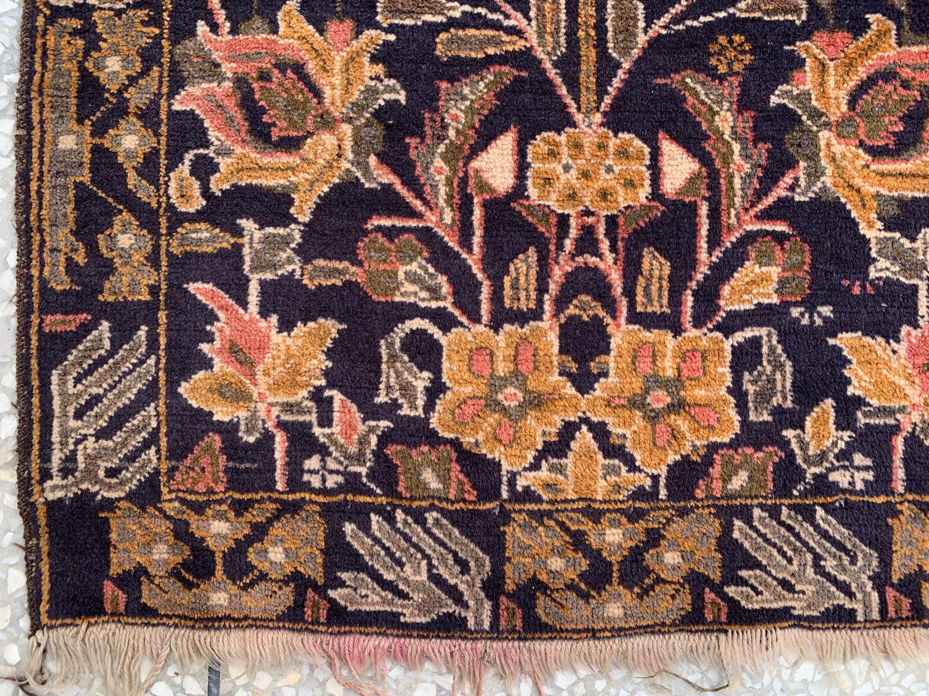 Vintage Baluchi Runner Rug 9.10x2.10 ft – Hand-Knotted Tribal Hallway Runner | Persian Wool Rug | Narrow Oriental Rug | Boho Entryway Decor