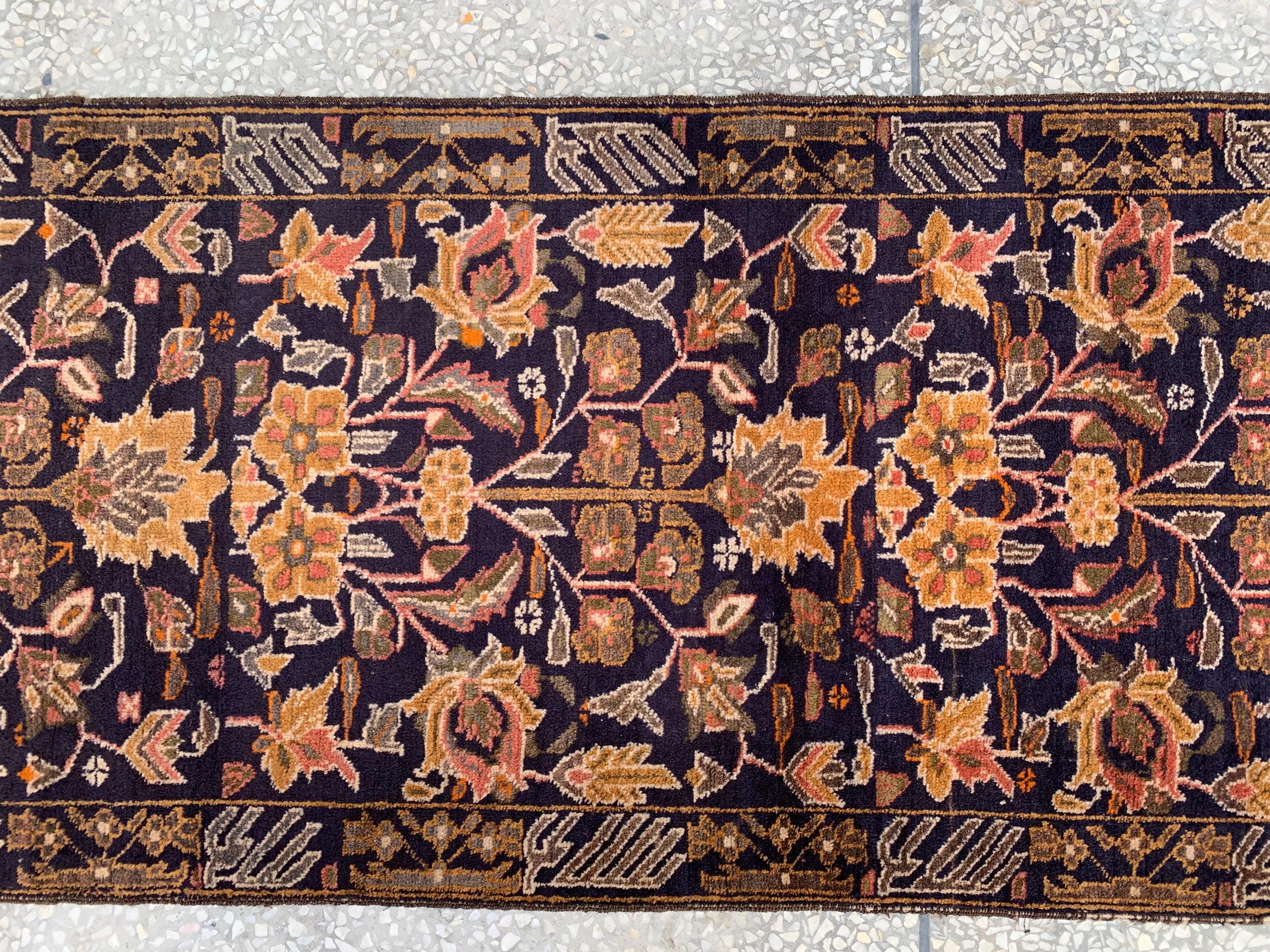 Vintage Baluchi Runner Rug 9.10x2.10 ft – Hand-Knotted Tribal Hallway Runner | Persian Wool Rug | Narrow Oriental Rug | Boho Entryway Decor